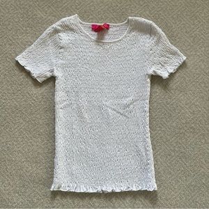Catherine Malandrino Short Sleeve Smocked Top in White
